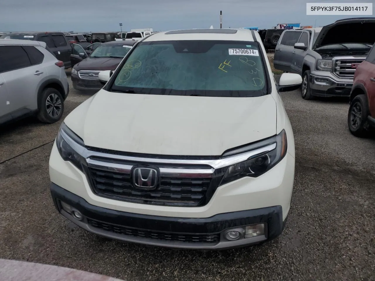 2018 Honda Ridgeline Rtl VIN: 5FPYK3F75JB014117 Lot: 75700674