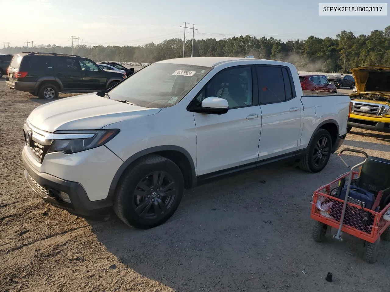 2018 Honda Ridgeline Sport VIN: 5FPYK2F18JB003117 Lot: 76376524