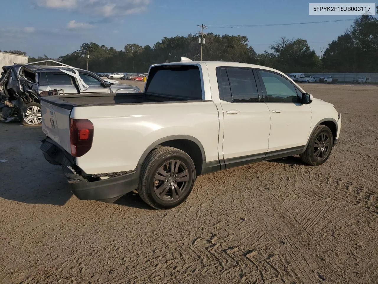 2018 Honda Ridgeline Sport VIN: 5FPYK2F18JB003117 Lot: 76376524