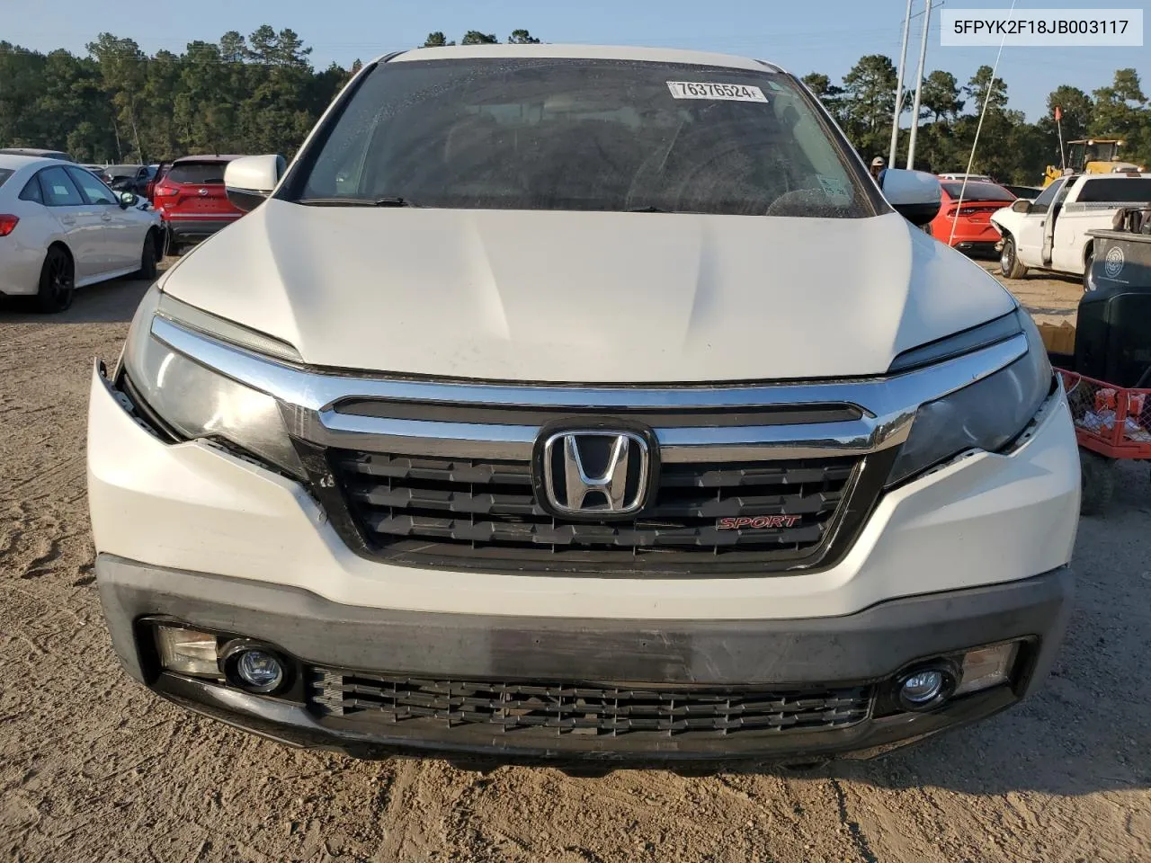 2018 Honda Ridgeline Sport VIN: 5FPYK2F18JB003117 Lot: 76376524