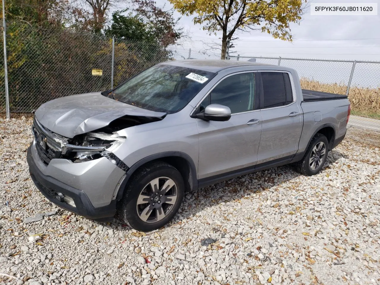 2018 Honda Ridgeline Rtl VIN: 5FPYK3F60JB011620 Lot: 77128654