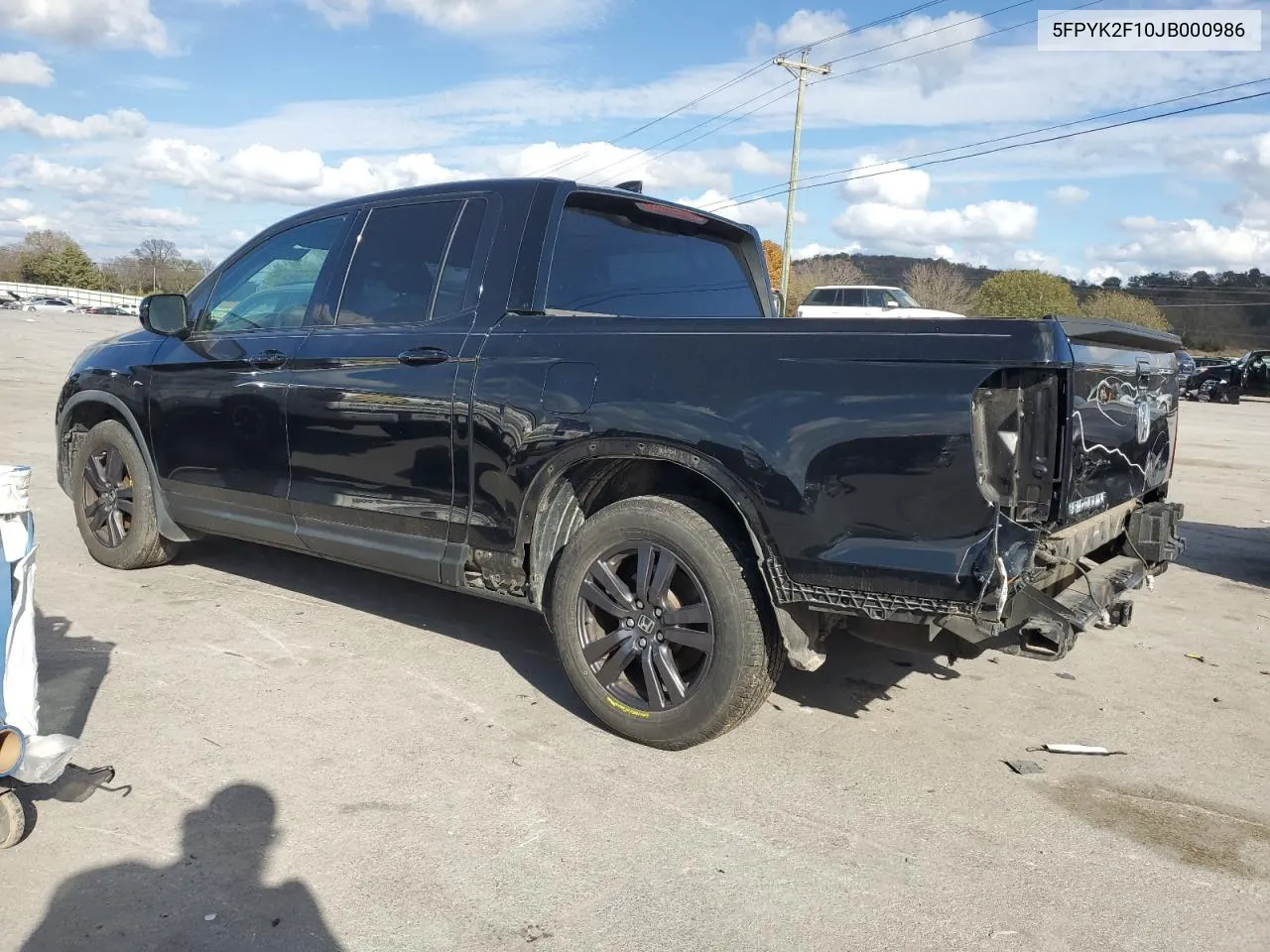 2018 Honda Ridgeline Sport VIN: 5FPYK2F10JB000986 Lot: 78618584