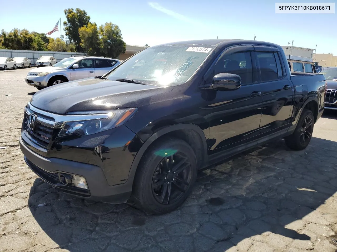 2019 Honda Ridgeline Sport VIN: 5FPYK3F10KB018671 Lot: 71063314