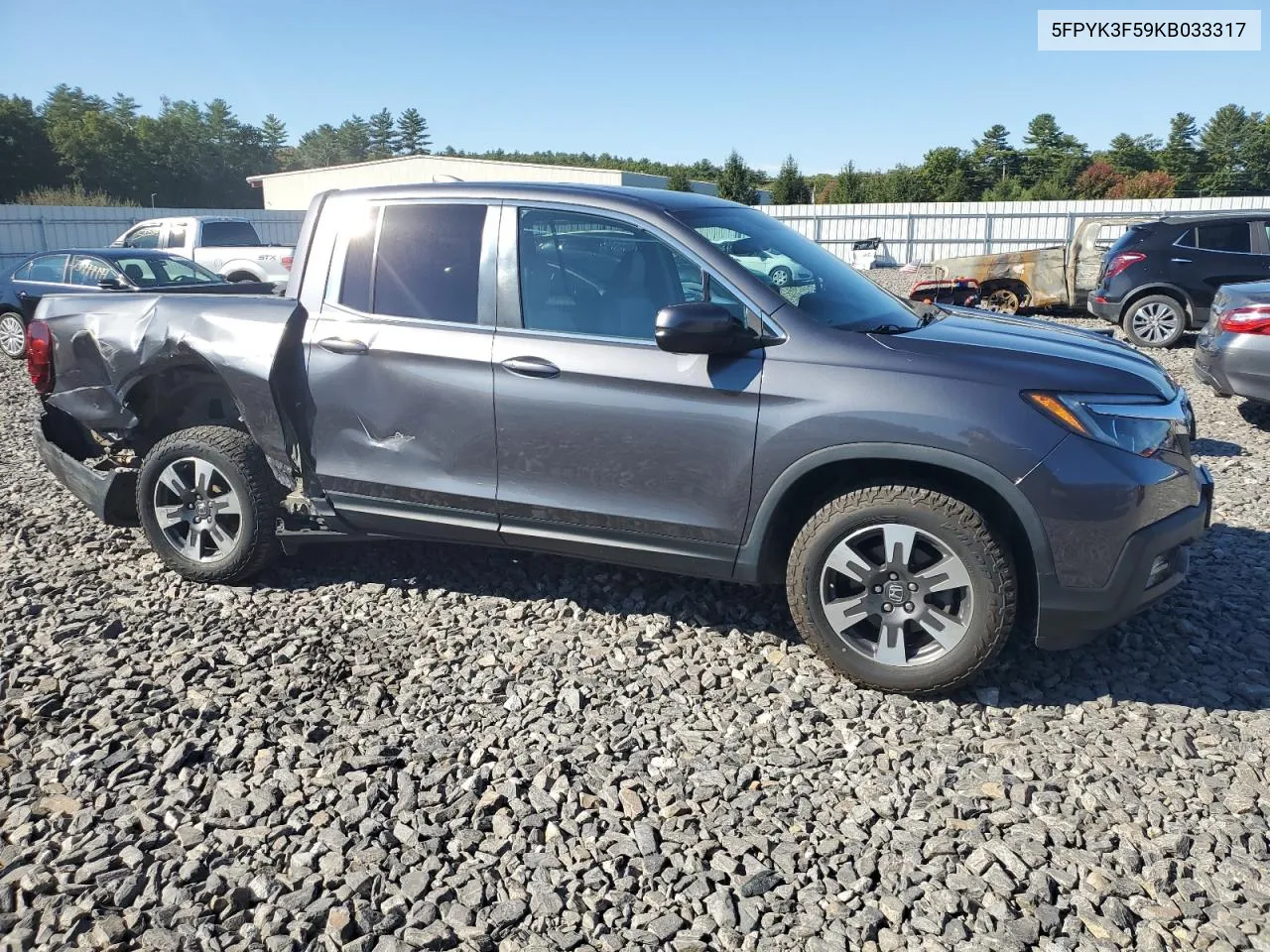 2019 Honda Ridgeline Rtl VIN: 5FPYK3F59KB033317 Lot: 72514374