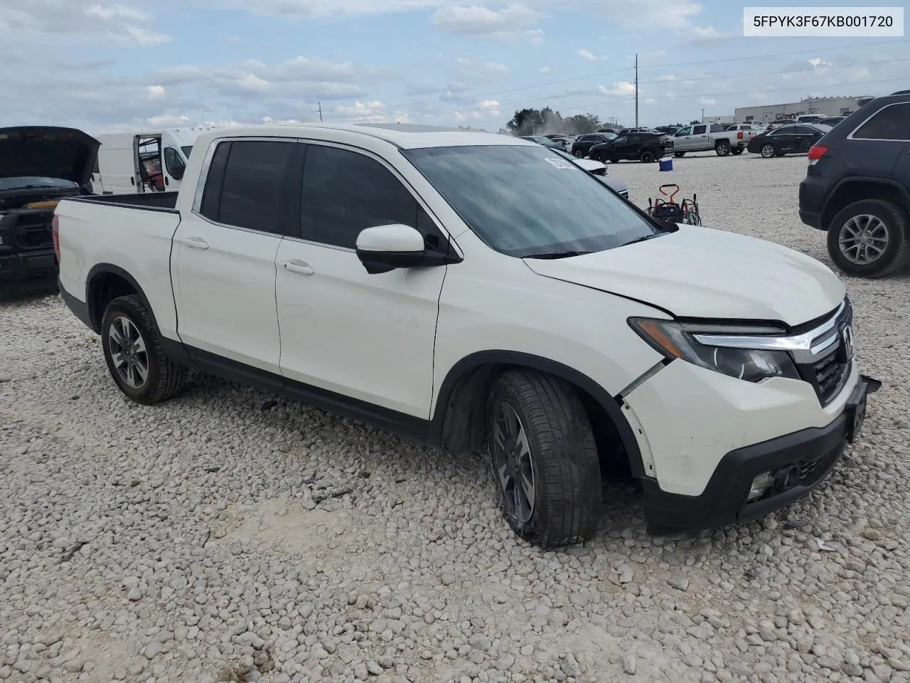 2019 Honda Ridgeline Rtl VIN: 5FPYK3F67KB001720 Lot: 72579064