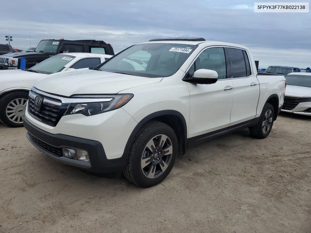 2019 Honda Ridgeline Rtl VIN: 5FPYK3F77KB022138 Lot: 75171494