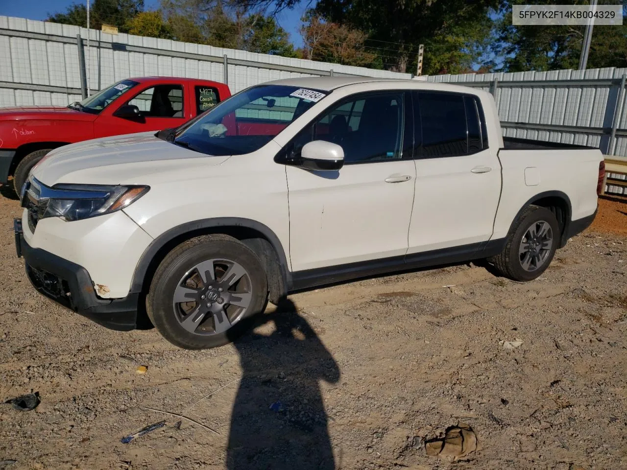 2019 Honda Ridgeline Sport VIN: 5FPYK2F14KB004329 Lot: 76247454