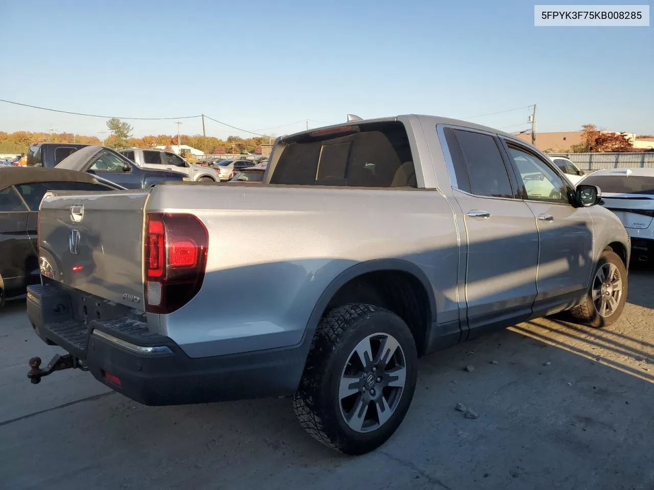 2019 Honda Ridgeline Rtl VIN: 5FPYK3F75KB008285 Lot: 76509734