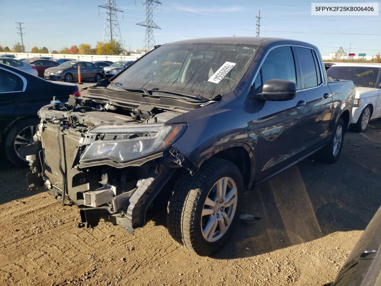 2019 Honda Ridgeline Rt VIN: 5FPYK2F25KB006406 Lot: 76689554