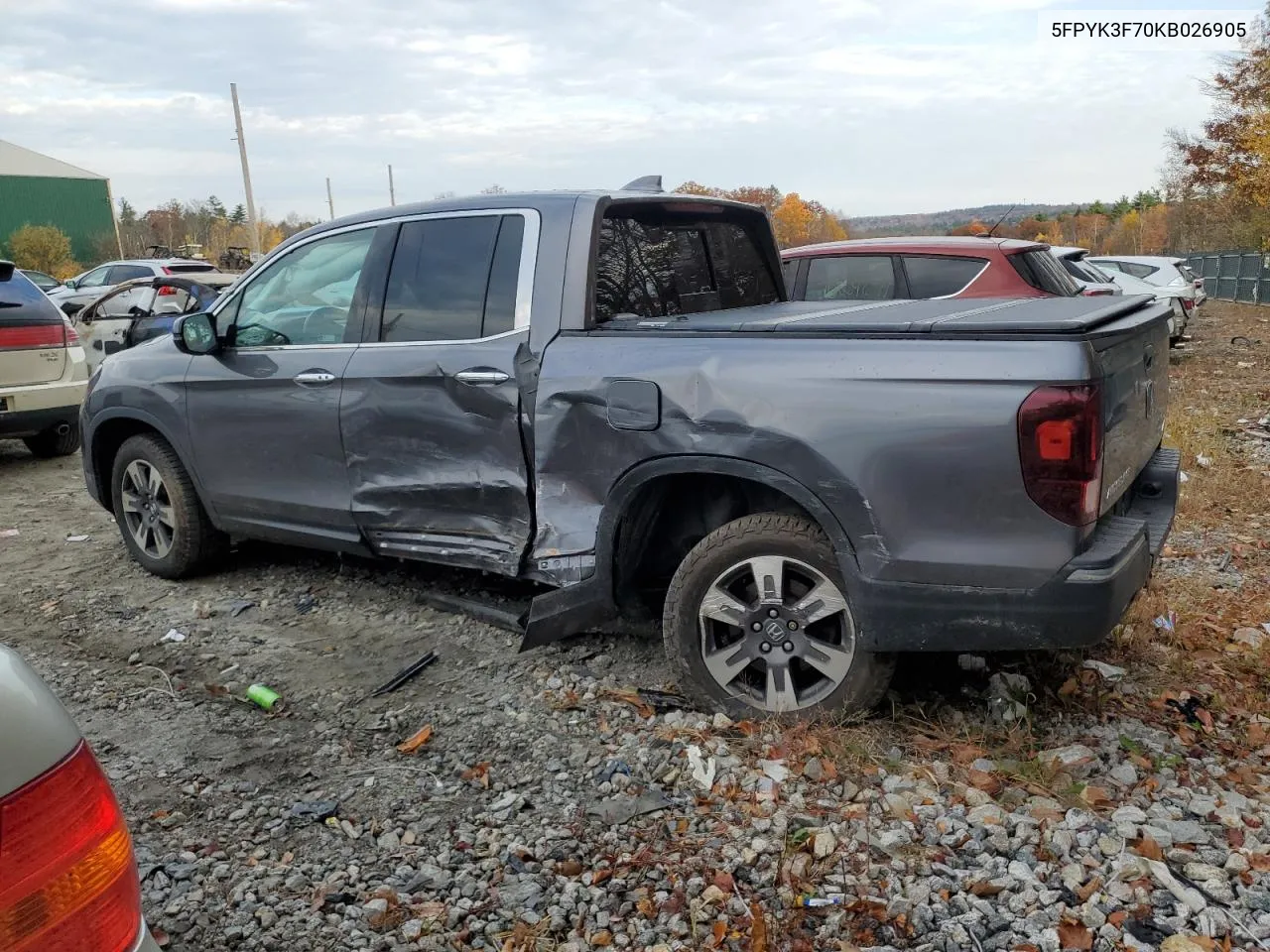 2019 Honda Ridgeline Rtl VIN: 5FPYK3F70KB026905 Lot: 77452794