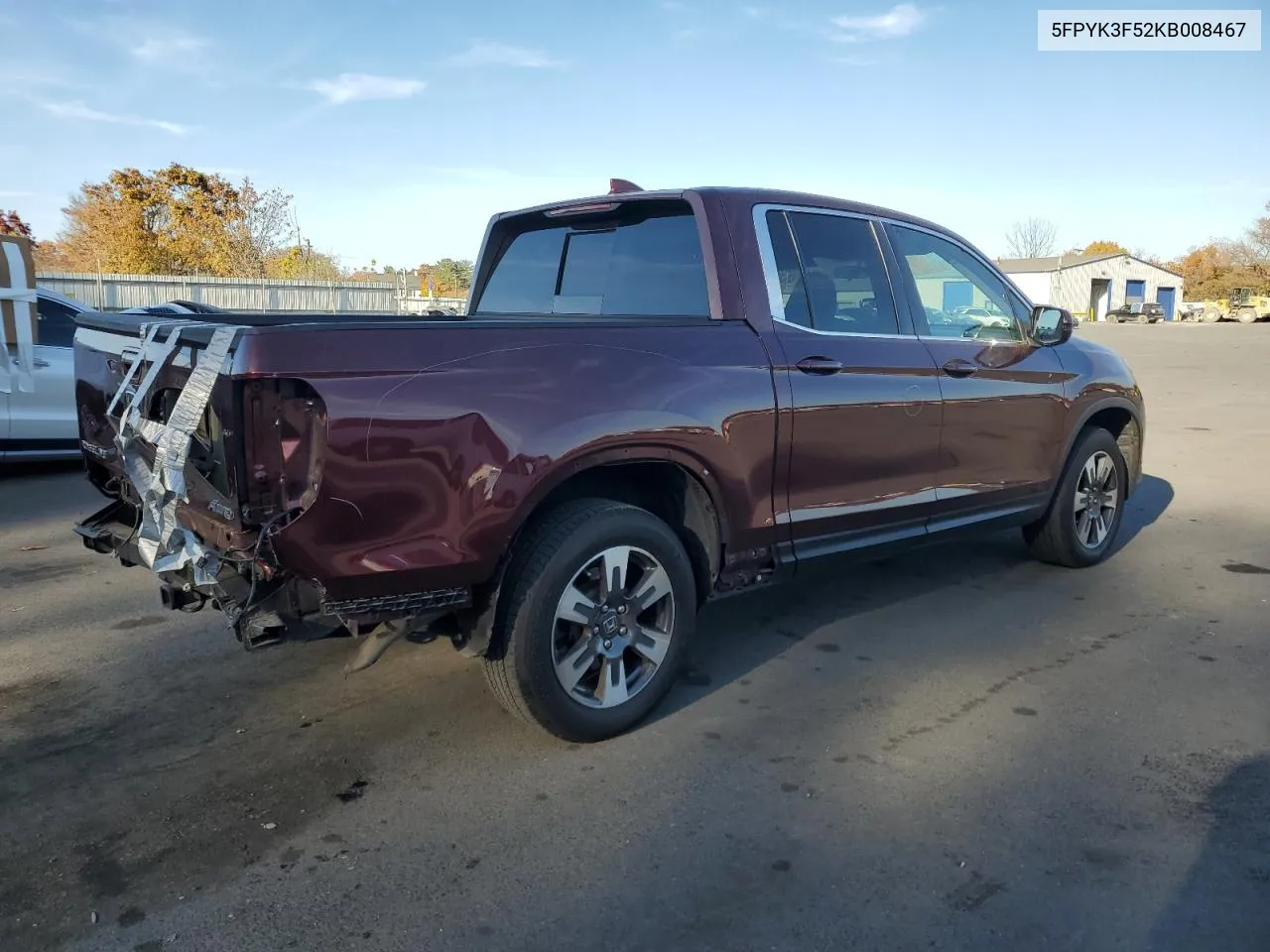 2019 Honda Ridgeline Rtl VIN: 5FPYK3F52KB008467 Lot: 77897174