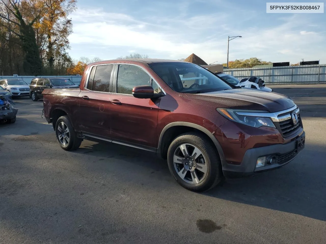 2019 Honda Ridgeline Rtl VIN: 5FPYK3F52KB008467 Lot: 77897174