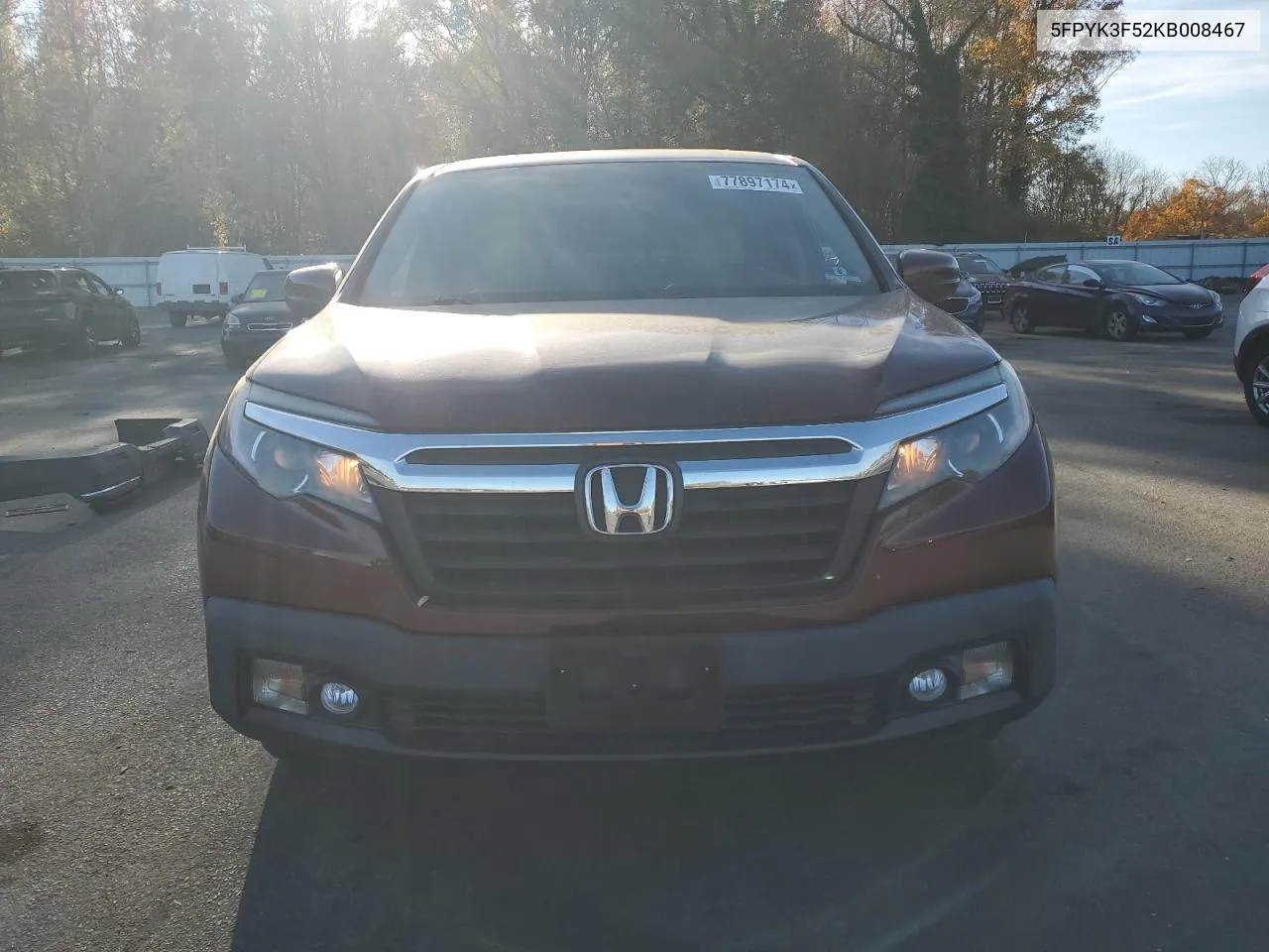 2019 Honda Ridgeline Rtl VIN: 5FPYK3F52KB008467 Lot: 77897174