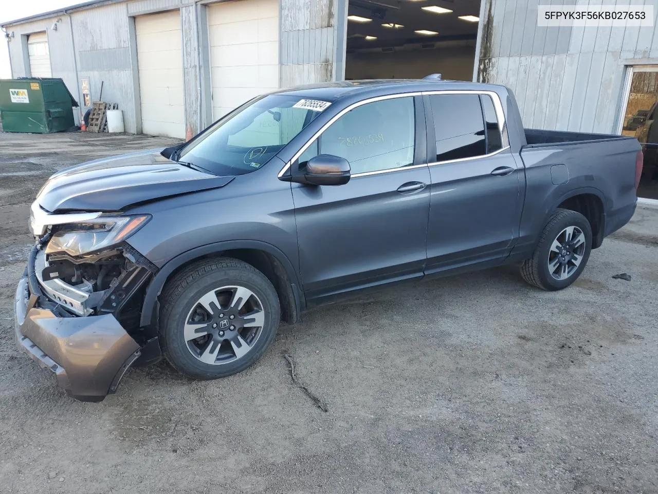 2019 Honda Ridgeline Rtl VIN: 5FPYK3F56KB027653 Lot: 78265534