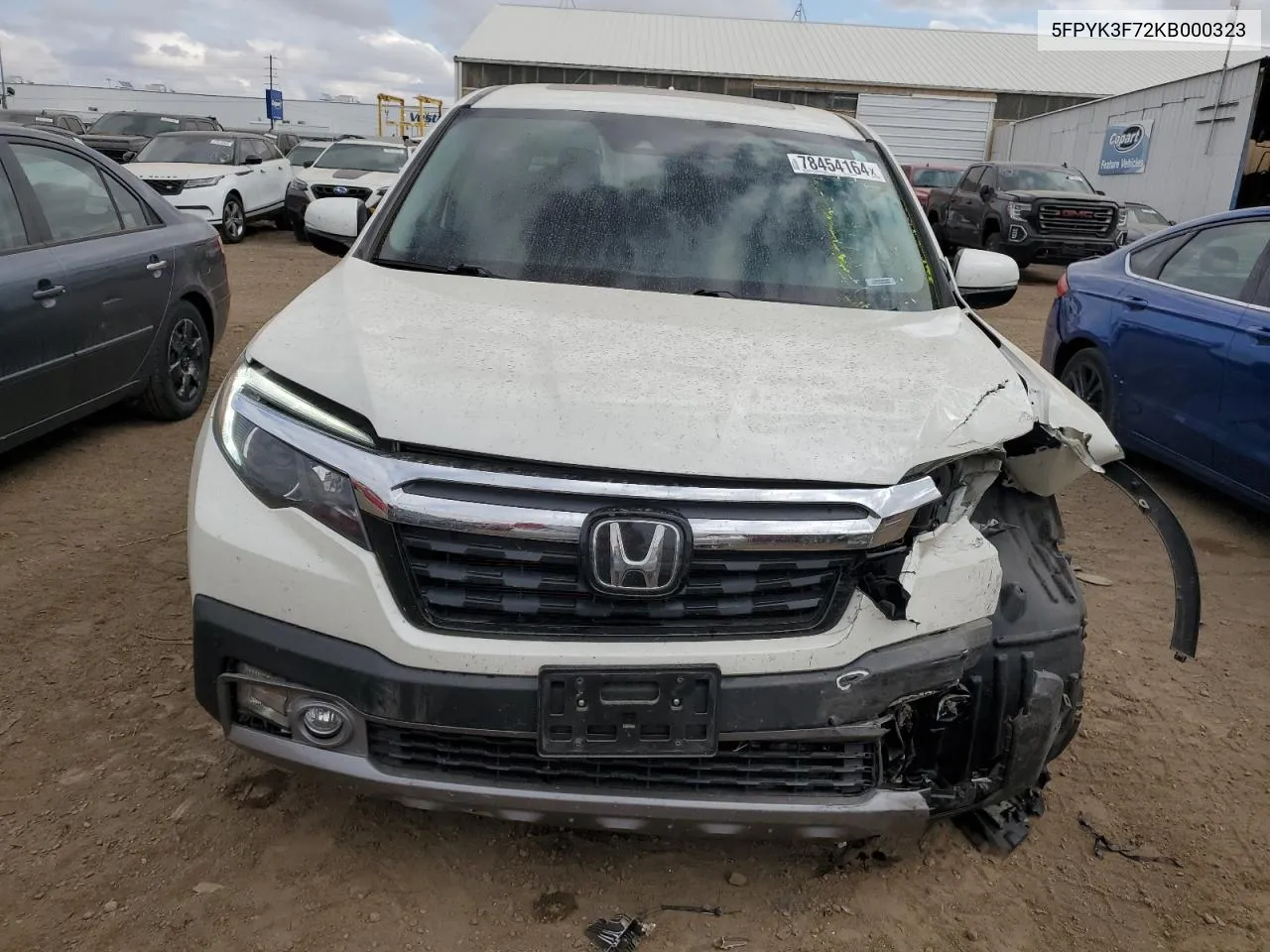 2019 Honda Ridgeline Rtl VIN: 5FPYK3F72KB000323 Lot: 78454164