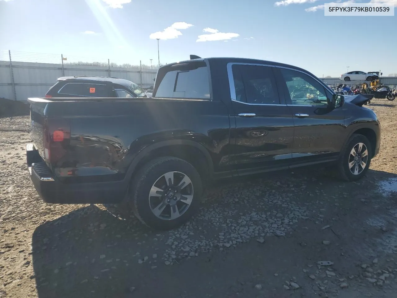 2019 Honda Ridgeline Rtl VIN: 5FPYK3F79KB010539 Lot: 78885004