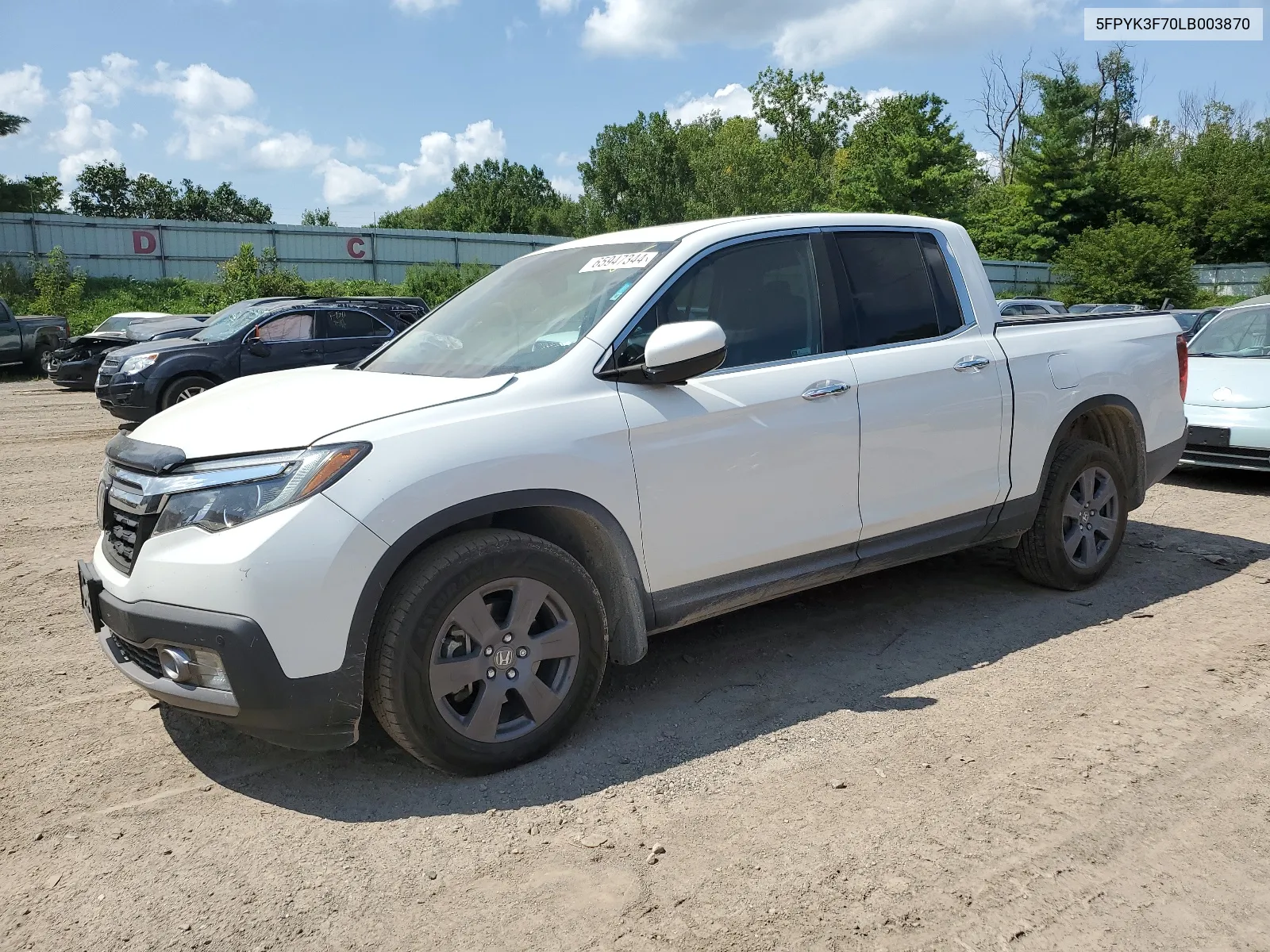 2020 Honda Ridgeline Rtl VIN: 5FPYK3F70LB003870 Lot: 65947344