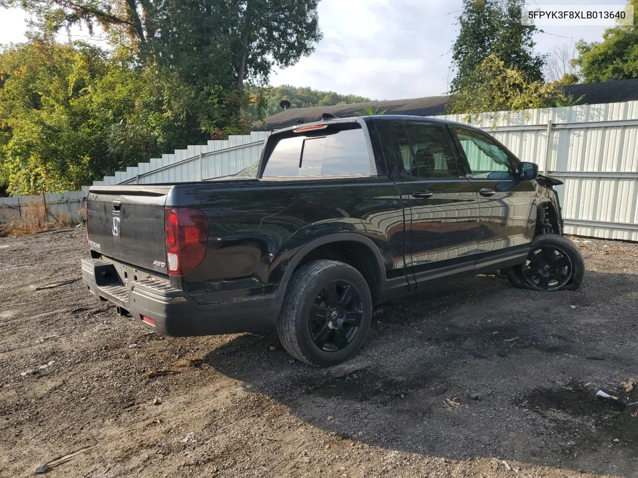 2020 Honda Ridgeline Black Edition VIN: 5FPYK3F8XLB013640 Lot: 71377034