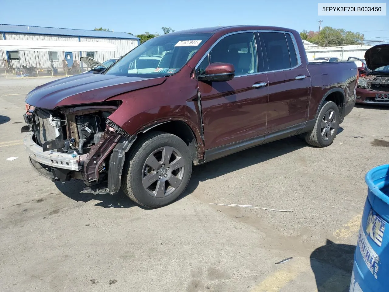 2020 Honda Ridgeline Rtl VIN: 5FPYK3F70LB003450 Lot: 71527944