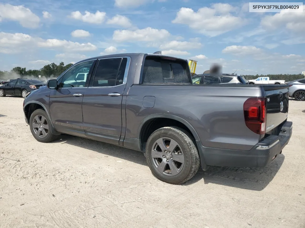 2020 Honda Ridgeline Rtl VIN: 5FPYK3F79LB004029 Lot: 75478534