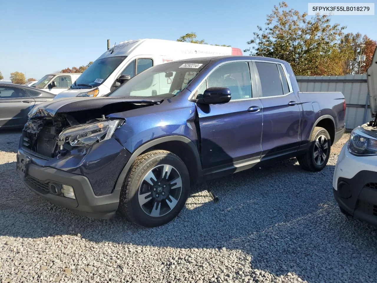 2020 Honda Ridgeline Rtl VIN: 5FPYK3F55LB018279 Lot: 76292214