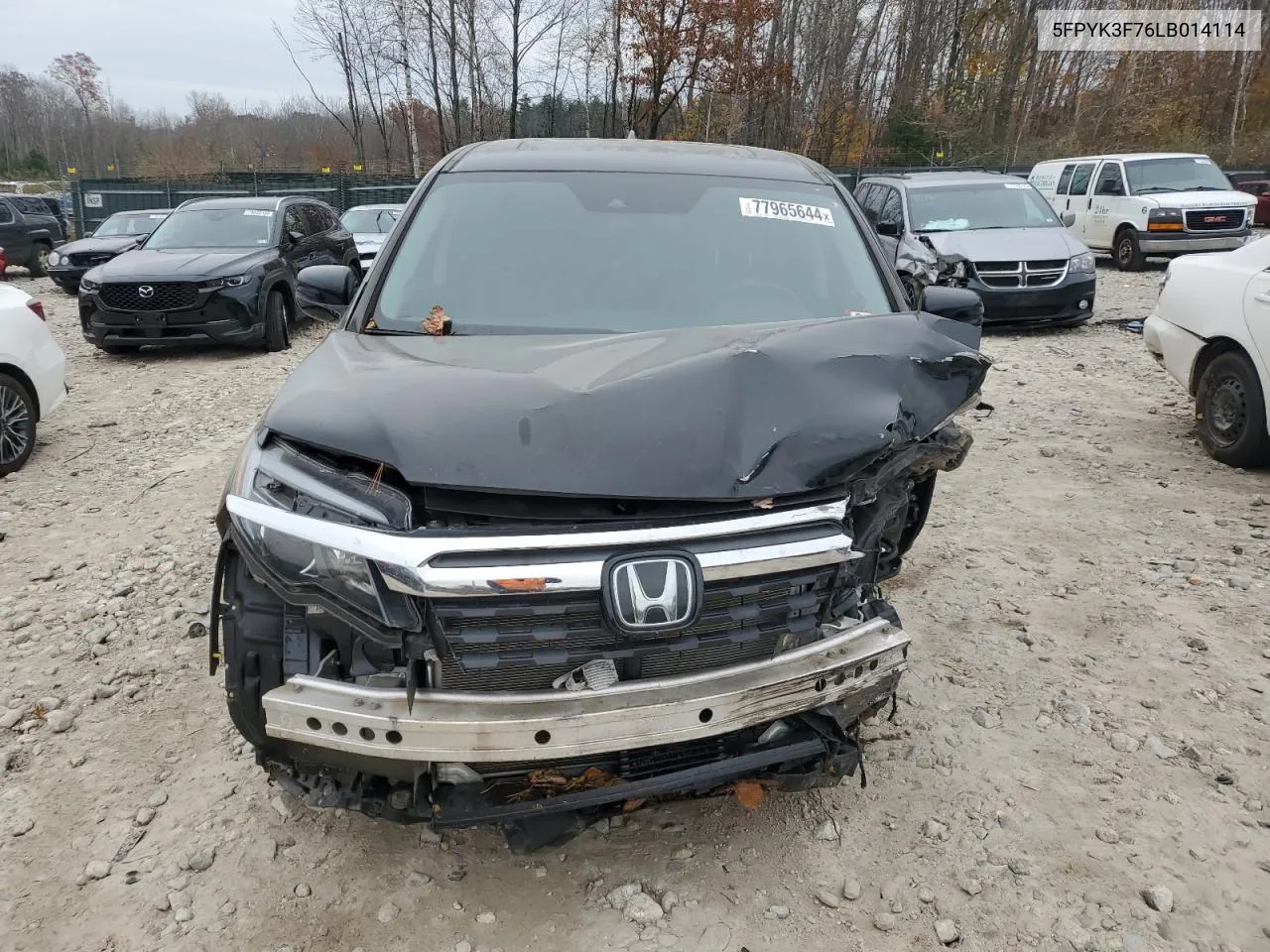 2020 Honda Ridgeline Rtl VIN: 5FPYK3F76LB014114 Lot: 77965644