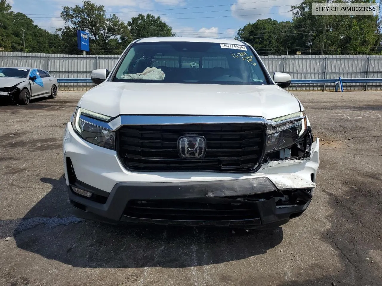 2021 Honda Ridgeline Rtl VIN: 5FPYK3F79MB023956 Lot: 60774834