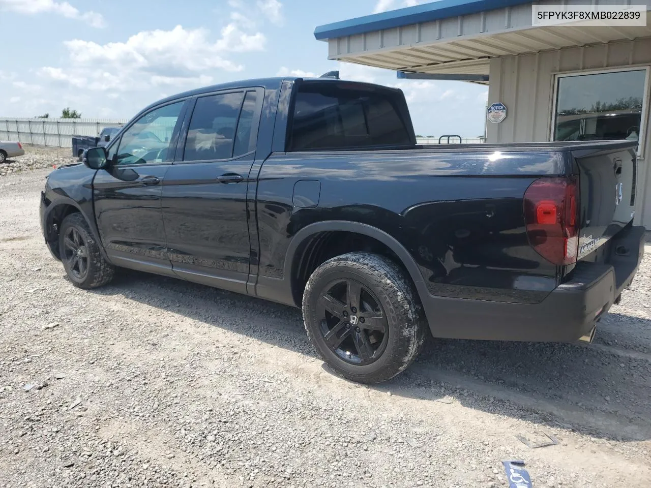 2021 Honda Ridgeline Black Edition VIN: 5FPYK3F8XMB022839 Lot: 62903984