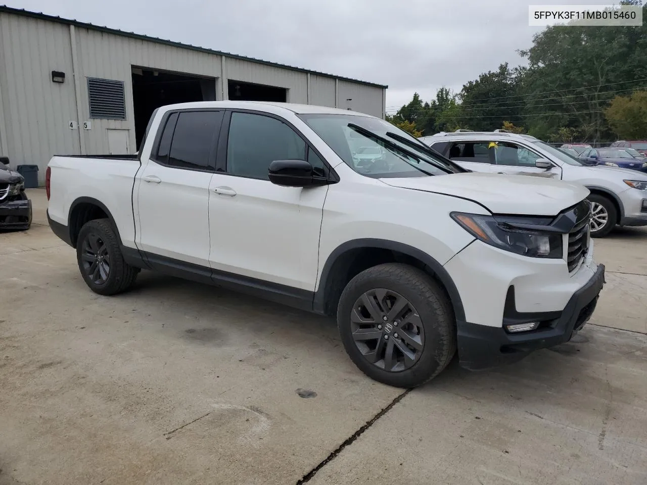 2021 Honda Ridgeline Sport VIN: 5FPYK3F11MB015460 Lot: 70858734