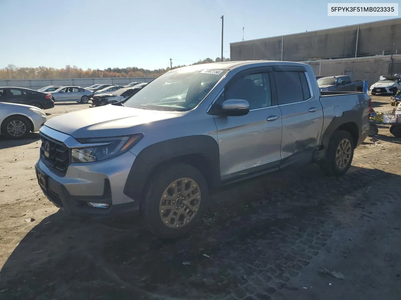 2021 Honda Ridgeline Rtl VIN: 5FPYK3F51MB023335 Lot: 73302114