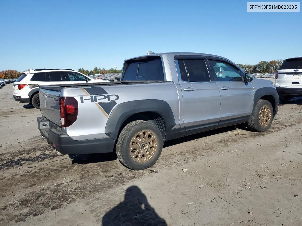 2021 Honda Ridgeline Rtl VIN: 5FPYK3F51MB023335 Lot: 73302114