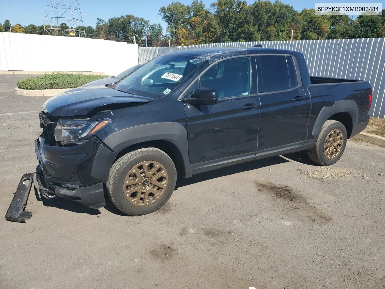 2021 Honda Ridgeline Sport VIN: 5FPYK3F1XMB003484 Lot: 75571544