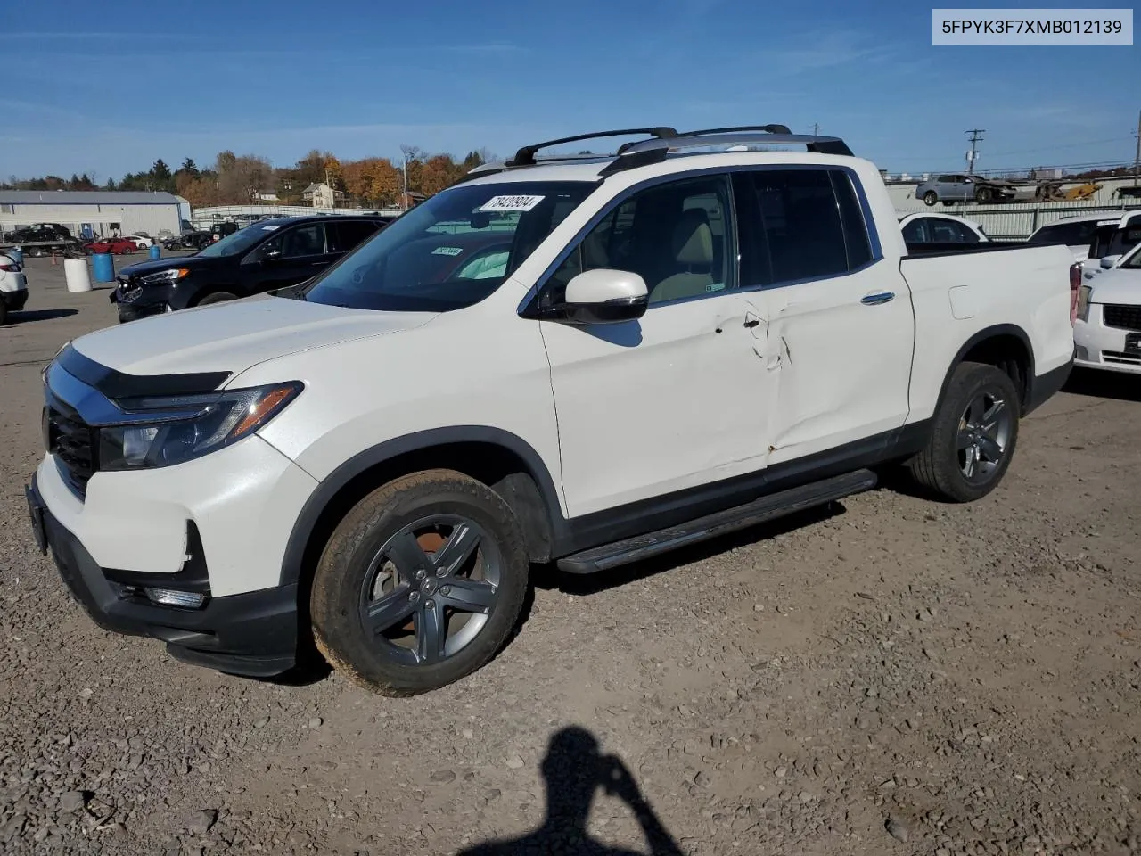 2021 Honda Ridgeline Rtl VIN: 5FPYK3F7XMB012139 Lot: 78420904