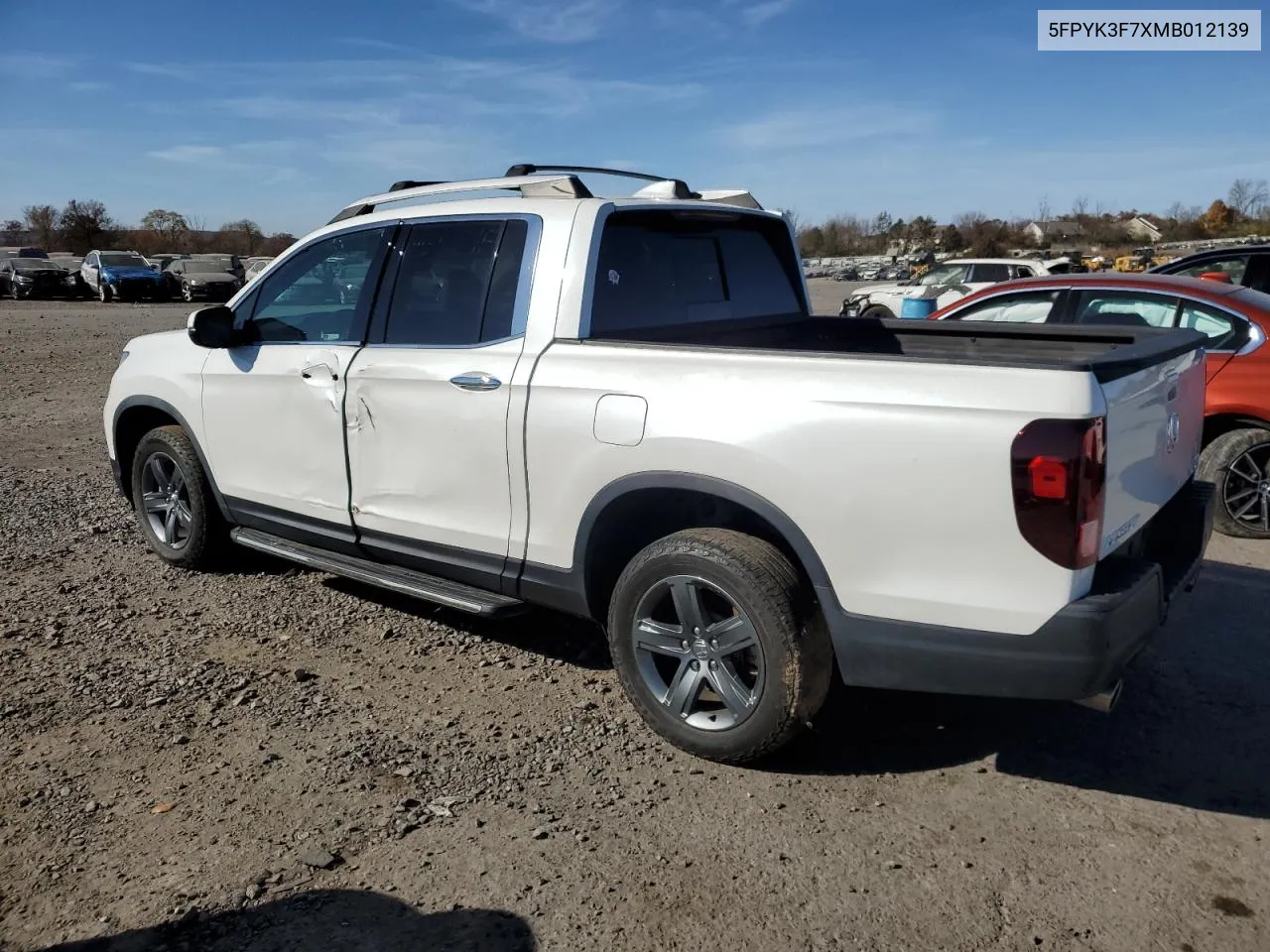 2021 Honda Ridgeline Rtl VIN: 5FPYK3F7XMB012139 Lot: 78420904