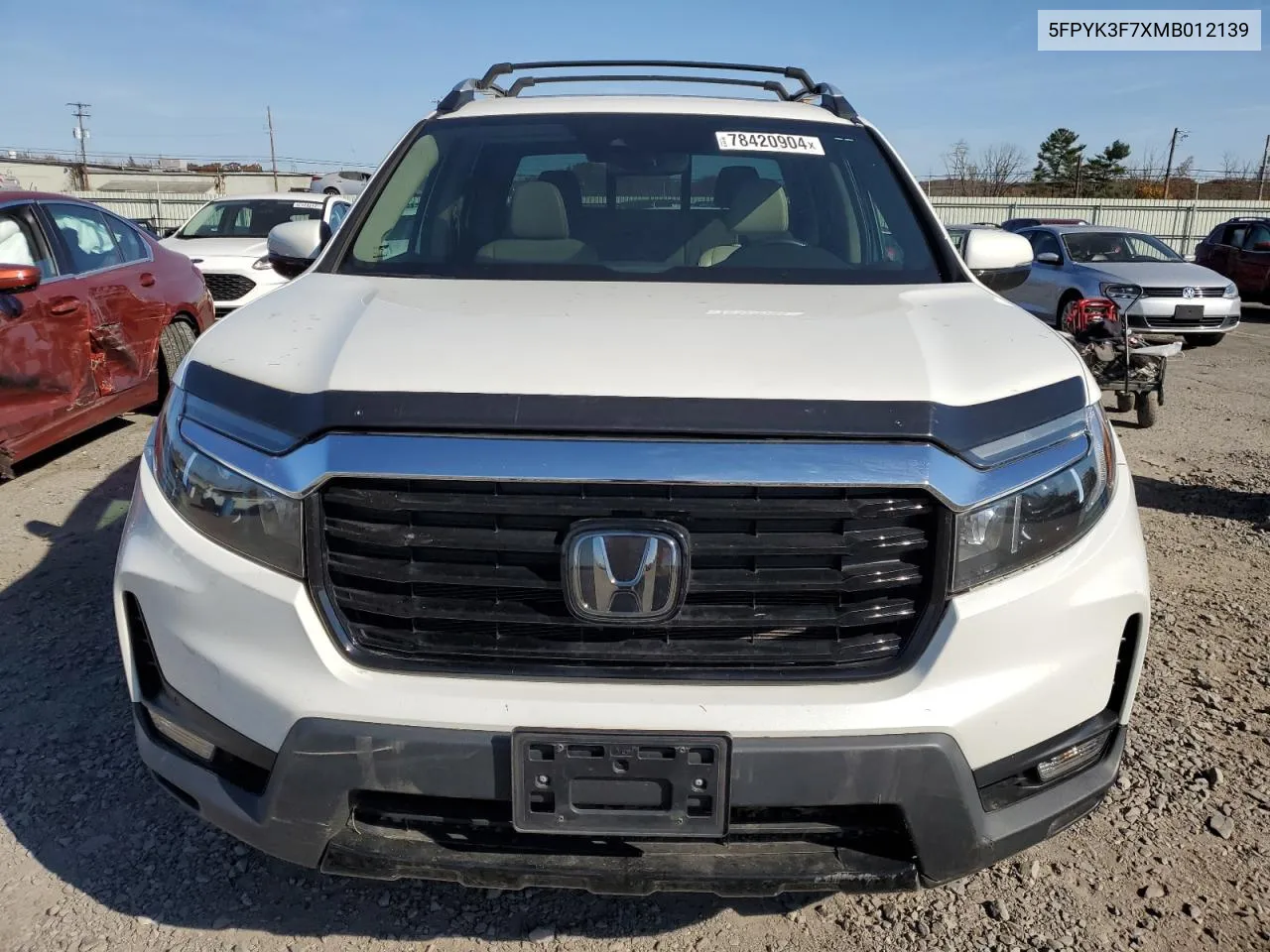 2021 Honda Ridgeline Rtl VIN: 5FPYK3F7XMB012139 Lot: 78420904