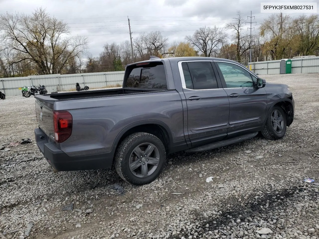 2021 Honda Ridgeline Rtl VIN: 5FPYK3F5XMB027531 Lot: 80272974