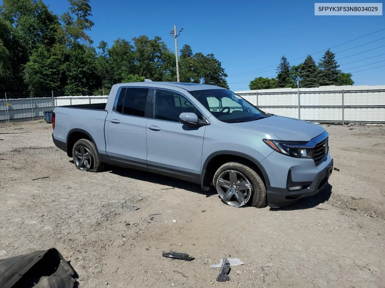 2022 Honda Ridgeline Rtl VIN: 5FPYK3F53NB034029 Lot: 61664434