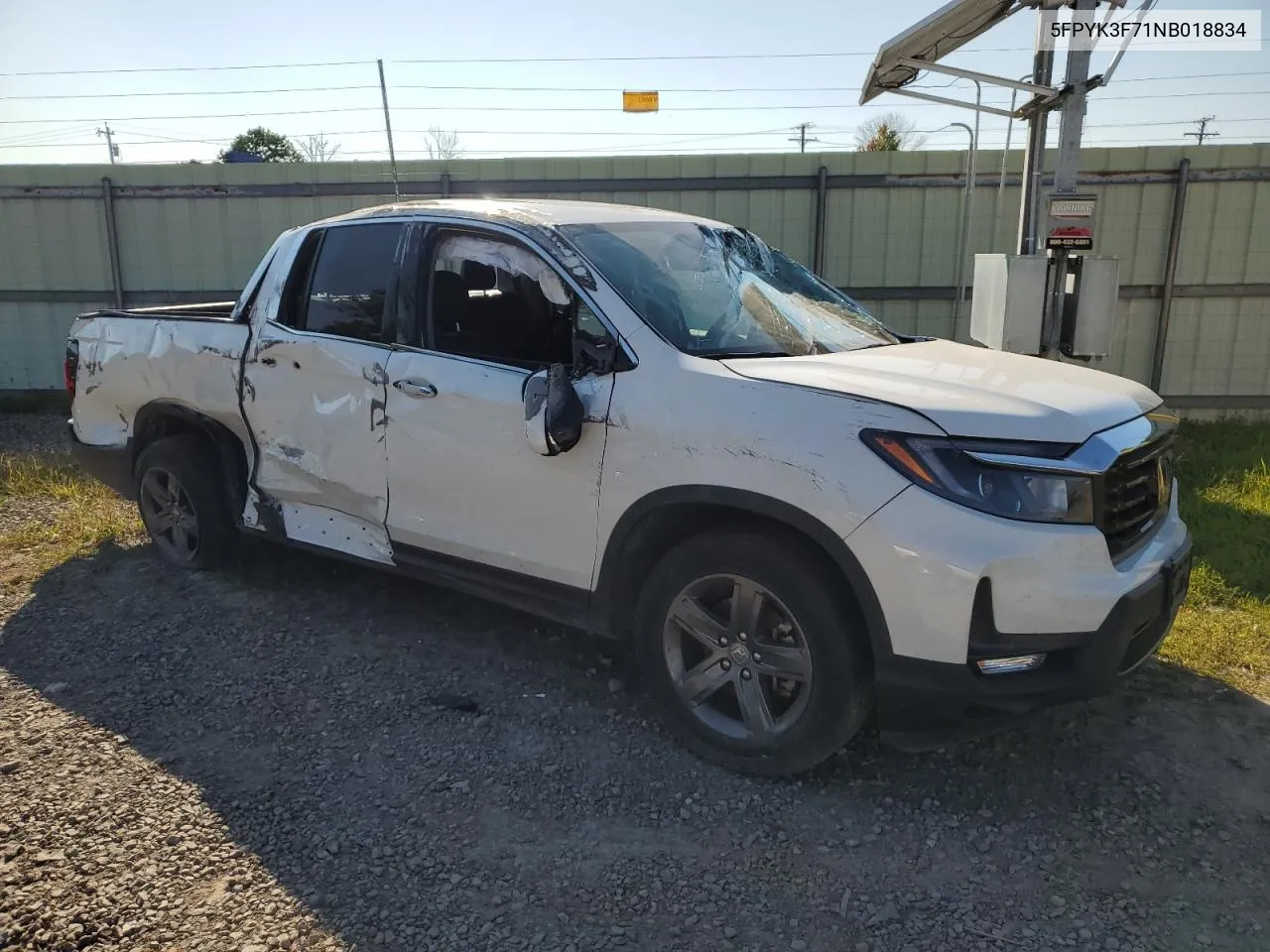 2022 Honda Ridgeline Rtl VIN: 5FPYK3F71NB018834 Lot: 69670184