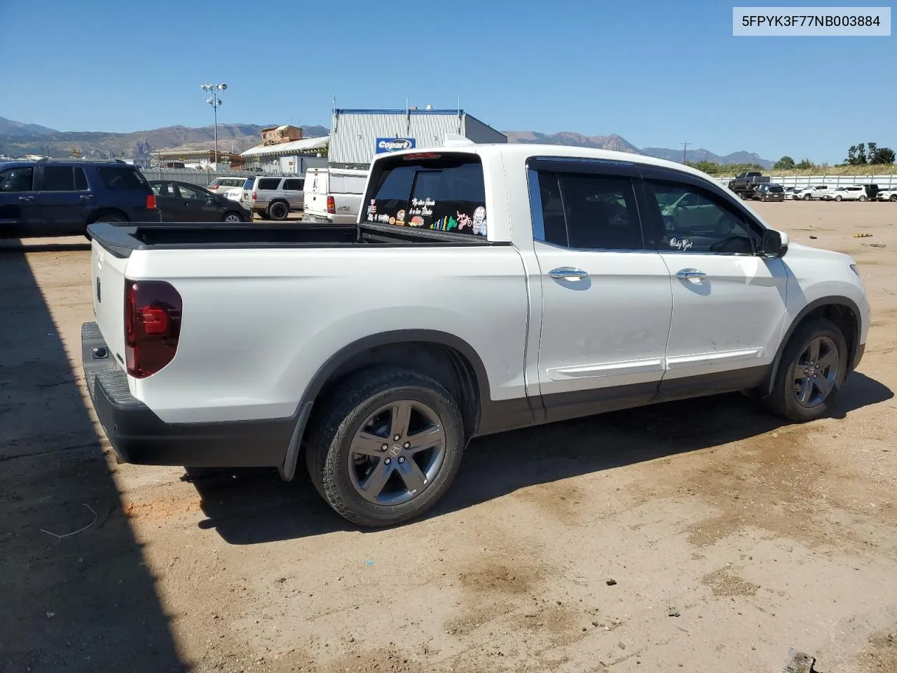 2022 Honda Ridgeline Rtl VIN: 5FPYK3F77NB003884 Lot: 73361944