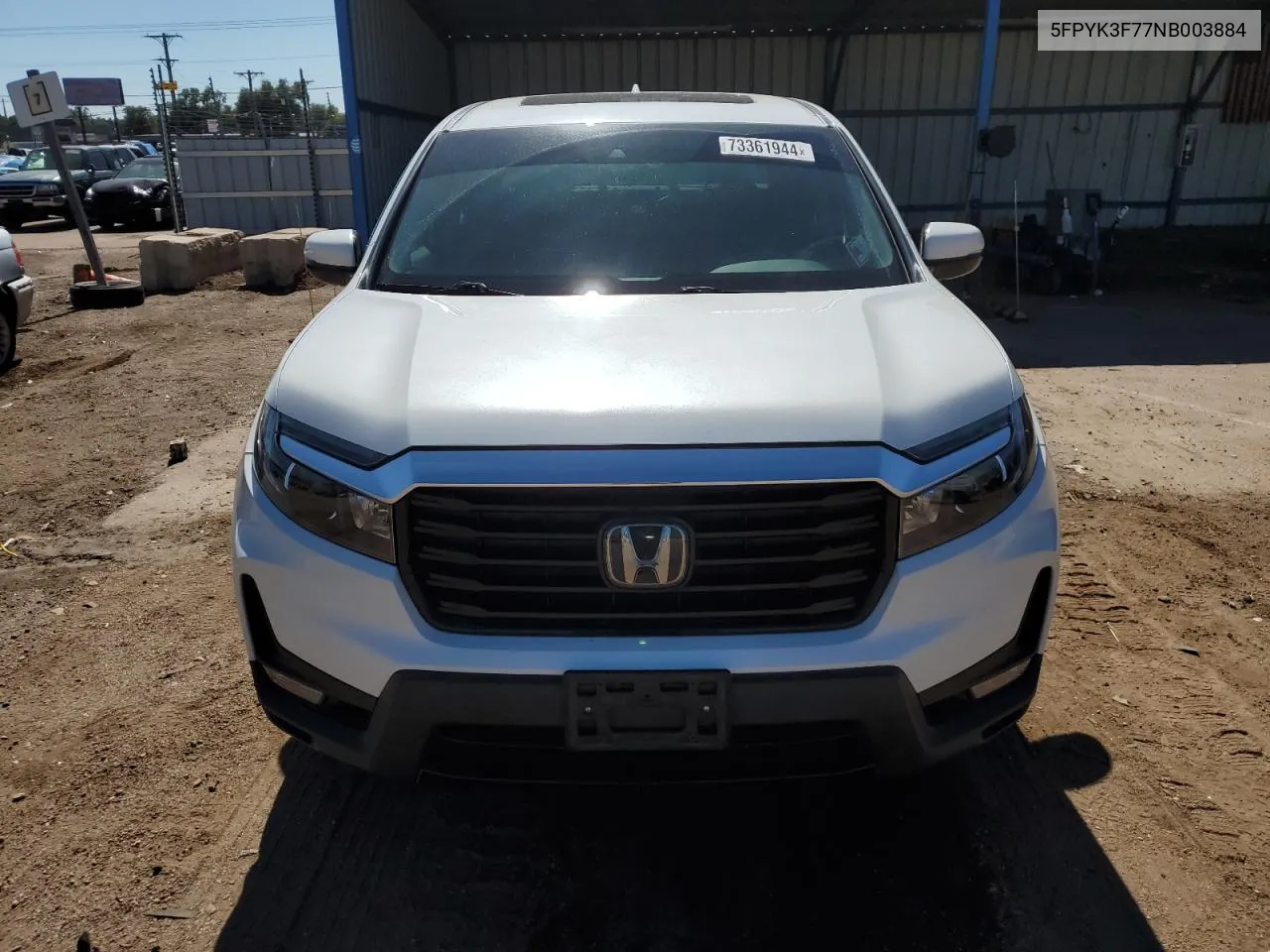 2022 Honda Ridgeline Rtl VIN: 5FPYK3F77NB003884 Lot: 73361944