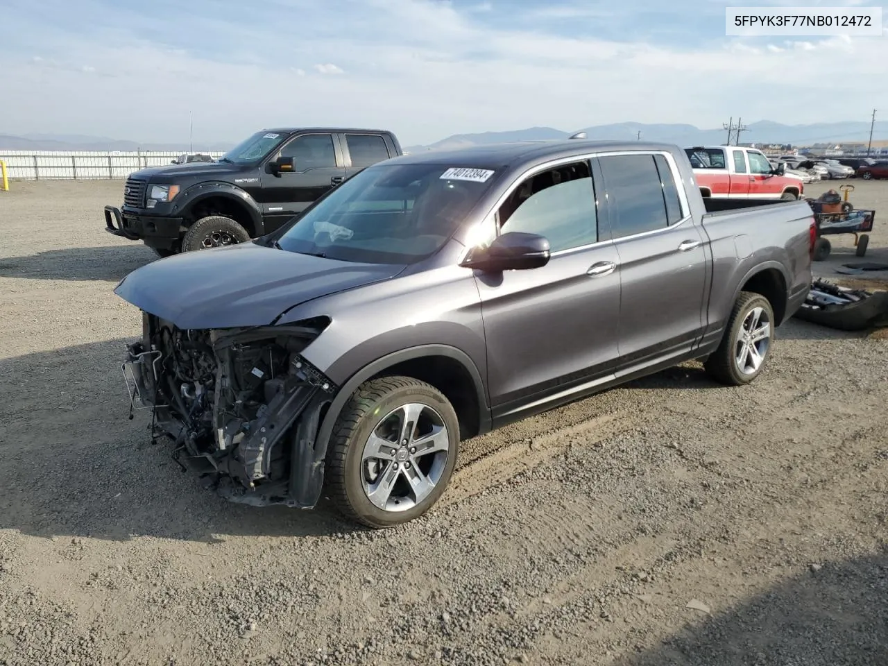 2022 Honda Ridgeline Rtl VIN: 5FPYK3F77NB012472 Lot: 74012394