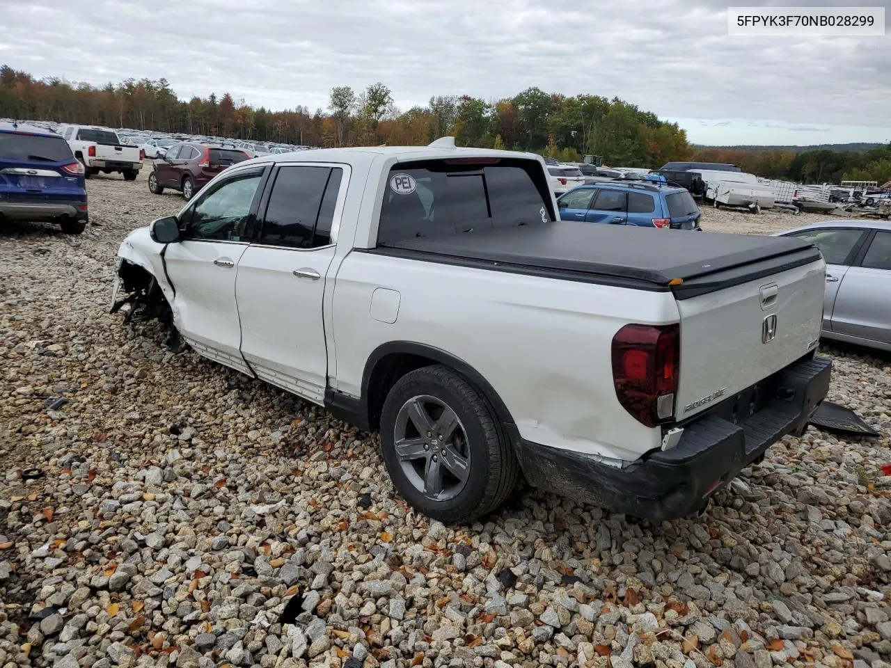 2022 Honda Ridgeline Rtl VIN: 5FPYK3F70NB028299 Lot: 74040344