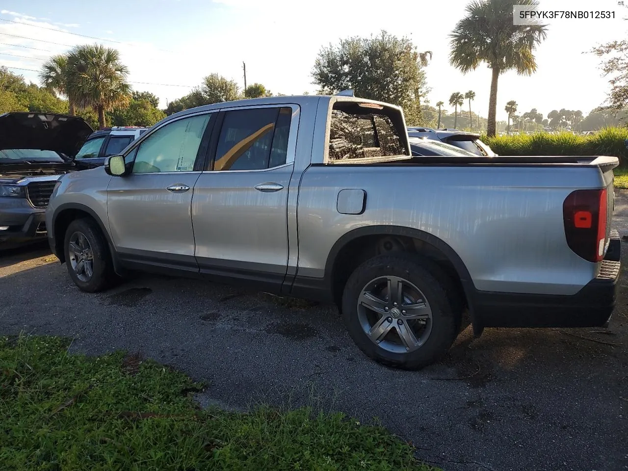 2022 Honda Ridgeline Rtl VIN: 5FPYK3F78NB012531 Lot: 74080744