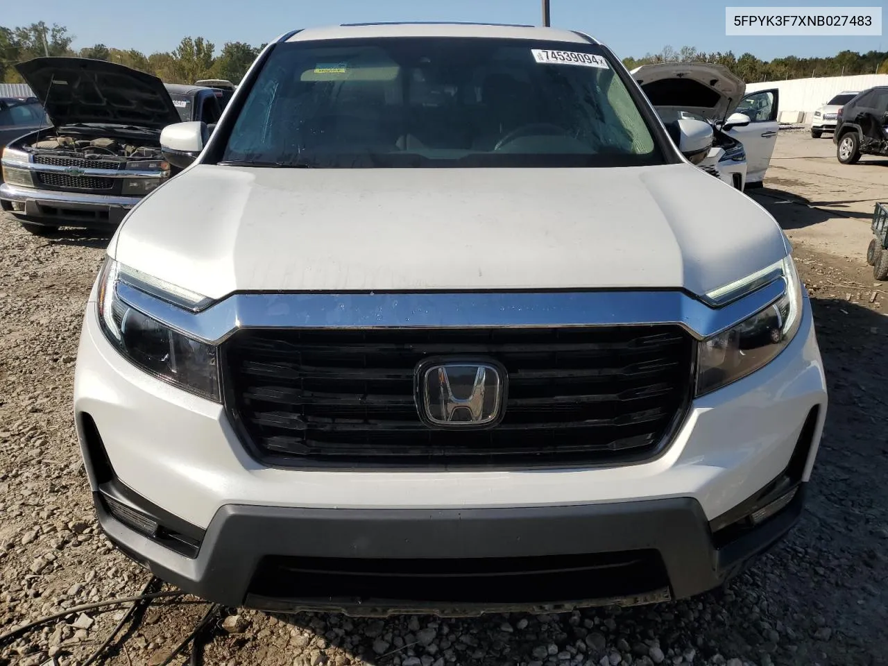 2022 Honda Ridgeline Rtl VIN: 5FPYK3F7XNB027483 Lot: 74539094