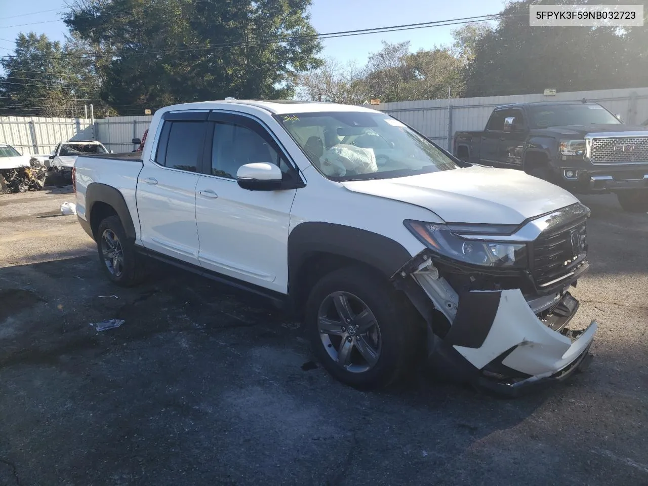 2022 Honda Ridgeline Rtl VIN: 5FPYK3F59NB032723 Lot: 76912164