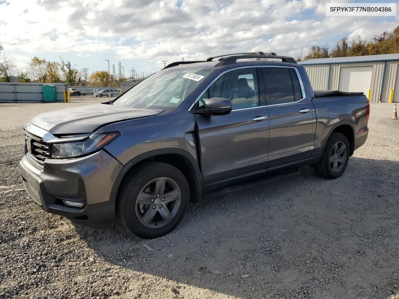 2022 Honda Ridgeline Rtl VIN: 5FPYK3F77NB004386 Lot: 78315924