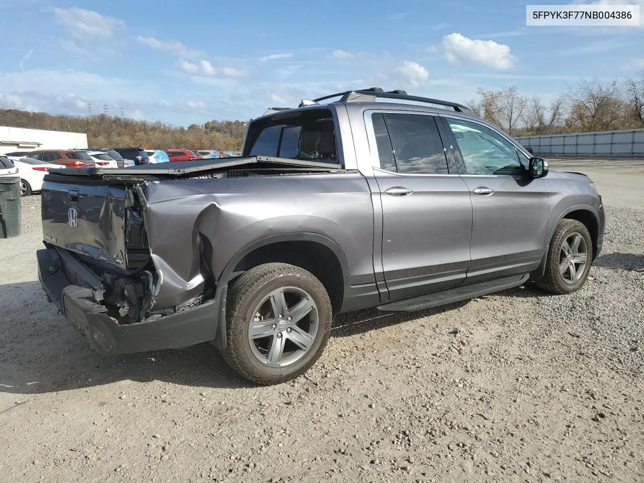 2022 Honda Ridgeline Rtl VIN: 5FPYK3F77NB004386 Lot: 78315924