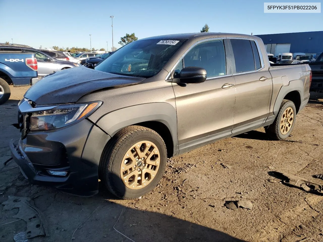 2023 Honda Ridgeline Rtl VIN: 5FPYK3F51PB022206 Lot: 76268154