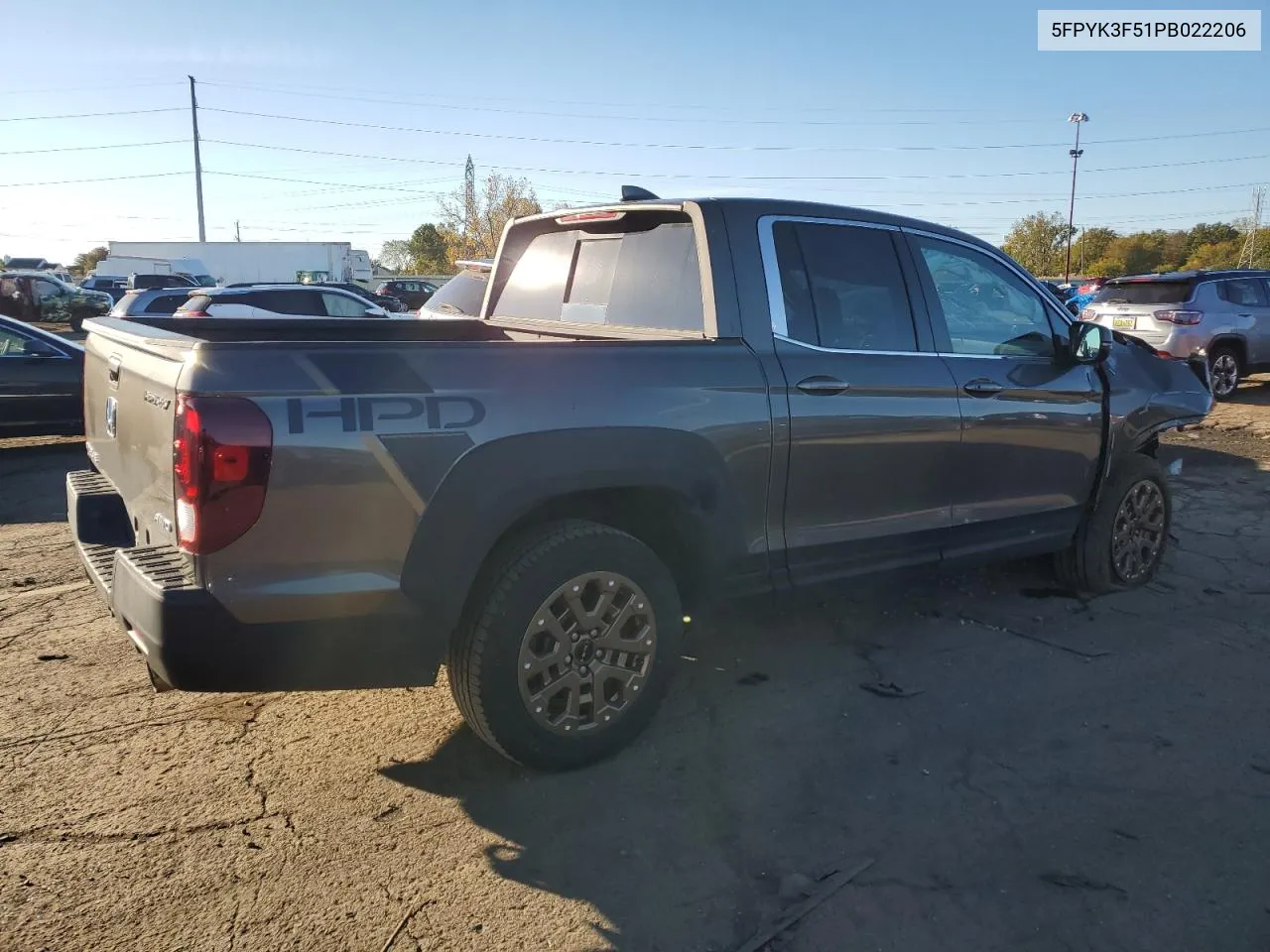 2023 Honda Ridgeline Rtl VIN: 5FPYK3F51PB022206 Lot: 76268154