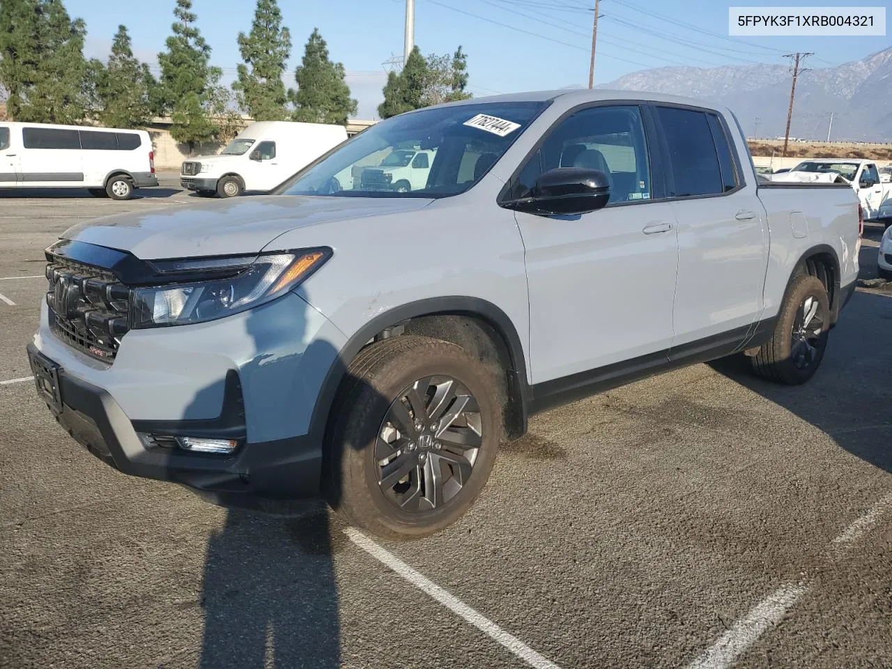 2024 Honda Ridgeline Sport VIN: 5FPYK3F1XRB004321 Lot: 77627444